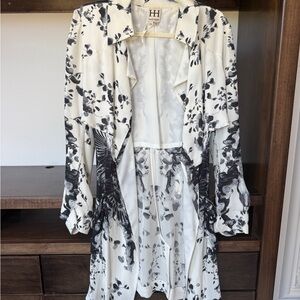 Haute Hippie Monochrome Floral Coat - Size 6